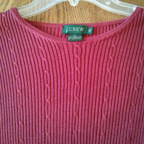 Red J Crew 100% Silk Twinset Size M Old Money Classic Preppy Academia Librarian - Picture 9 of 16